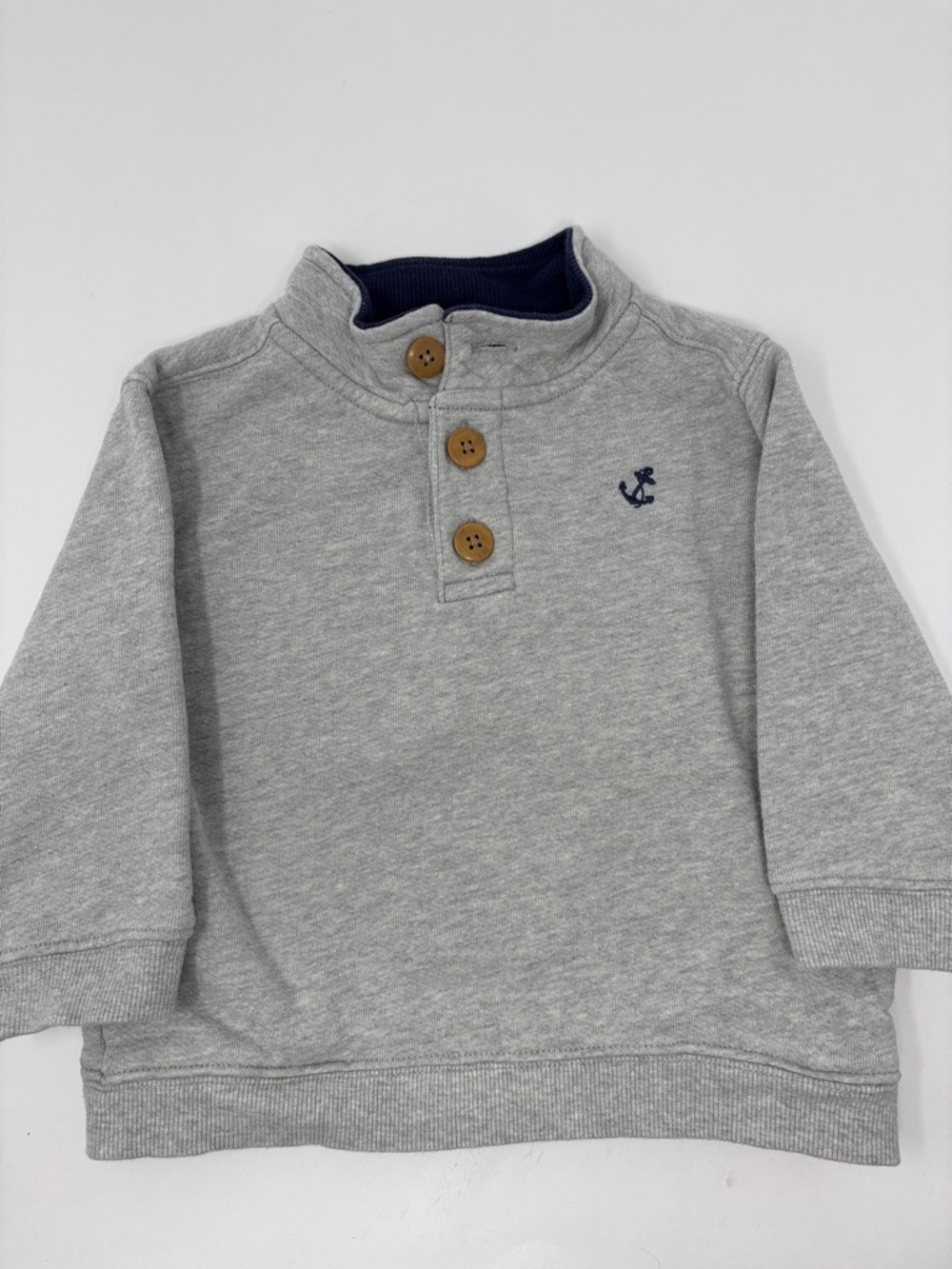 Janie and Jack: Gray Sweatshirt; Henley-style. Size 18-24 months